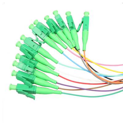 LC/APC-NC, with Green Boots, LSZH, 0.9mm, 12 Fiber, G.657A2, 1 meter Color-coded 900μm Pigtail Packs